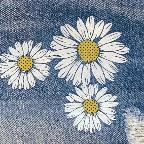 Distressed Daisy Boho Hippie Jeans Adorable 2X NWOT - Picture 11 of 11